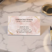 Elegante Blush Pink Marble Monogram Sjabloon Visitekaartje