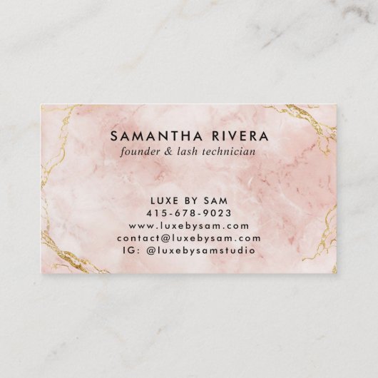 Elegante Blush Pink Marble Monogram Sjabloon Visitekaartje (Achterkant)