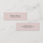 Elegante Blush Pink Minimalist Professional Mini Visitekaartje (Voorkant / Achterkant)