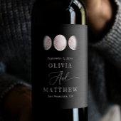 Elegante Blush Pink Moon | Black Celestial Wedding Wijn Etiket