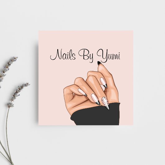 Elegante Blush Pink Nail Artist Manicurist Salon Vierkante Visitekaartje
