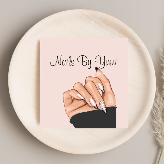 Elegante Blush Pink Nail Artist Manicurist Salon Vierkante Visitekaartje