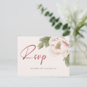 Elegante Blush Pink Peony Flower RSVP Briefkaart (Staand voorkant)