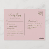 Elegante Blush Pink Peony Flower RSVP Briefkaart (Achterkant)