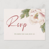 Elegante Blush Pink Peony Flower RSVP Briefkaart (Voorkant)