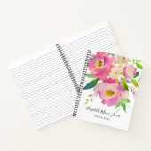 Elegante Blush Pink Peony Pastel Floral Waterverf Notitieboek (Binnen)