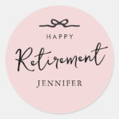 Elegante Blush Pink Personeel Pensioen Party Favor Ronde Sticker (Voorkant)