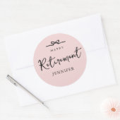 Elegante Blush Pink Personeel Pensioen Party Favor Ronde Sticker (Envelop)