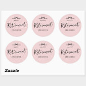 Elegante Blush Pink Personeel Pensioen Party Favor Ronde Sticker (Vel)