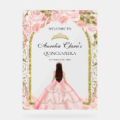 Elegante Blush Pink Princess Floral Quinceañera Acryl Bord (Voorkant)