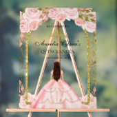Elegante Blush Pink Princess Floral Quinceañera Acryl Bord (Neutraal)