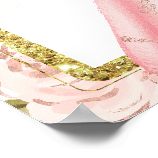 Elegante Blush Pink Princess Floral Quinceañera Poster (Hoek)