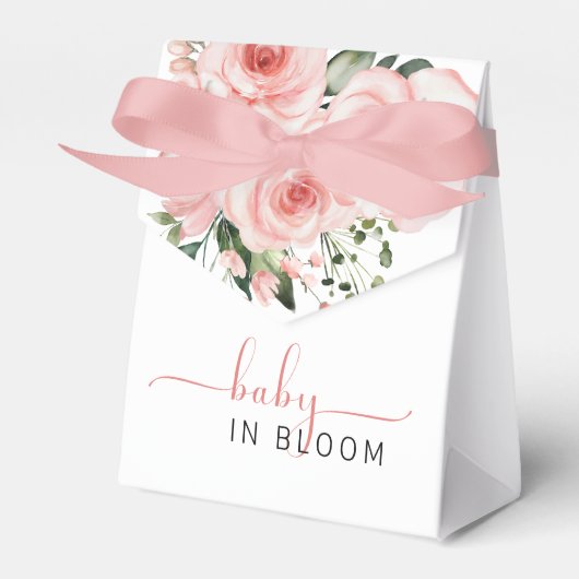 Elegante Blush Pink Rose Baby in Bloom Shower Bedankdoosjes (Voorkant Zijde)