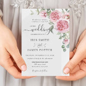 Elegante Blush Pink Rose Bloemen Trouwdetails QR Kaart