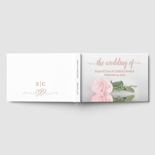 Elegante Blush Pink Rose Kleine bruiloft Folie Gastenboek (Volledig)