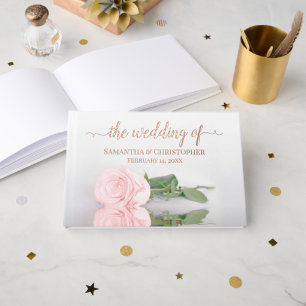 Elegante Blush Pink Rose Kleine bruiloft Folie Gastenboek