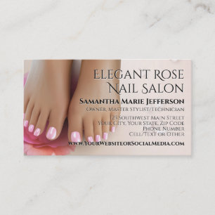 Elegante Blush Pink Rose Pedicure Nail Salon Visitekaartje