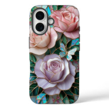 Elegante Blush Pink Roses in Glas in lood Art