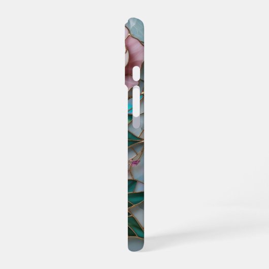 Elegante Blush Pink Roses in Glas in lood Art iPhone 16 Hoesje (Linkerkant)