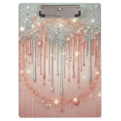 Elegante Blush Pink & Silver Glitter Drip Klembord (Voorkant)