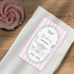Elegante Blush Pink Stripe Bakery Cottage Law Labe Rechthoekige Sticker