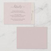 Elegante Blush Pink Wood Grain Wedding Hotel Detai Informatiekaartje (Voorkant / Achterkant)