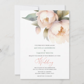 Elegante Blush Pioen Waterverf Bloemen Aankondigin Aankondiging