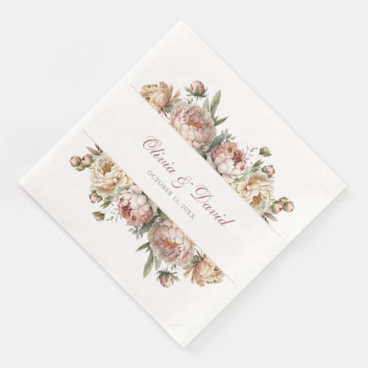 Elegante Blush Pioenrozen Bruiloft Servetten (Hoek)