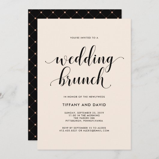Elegante Blush Post bruiloft brunch uitnodiging (Voorkant / Achterkant)
