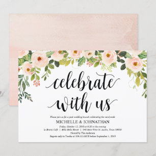 Elegante Blush Post Wedding Brunch Invitation Kaar Kaart
