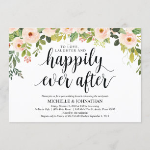 Elegante Blush Post Wedding Brunch Invitation Kaar Kaart