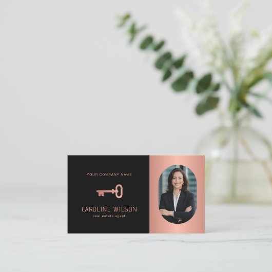 Elegante blush professionele onroerend goed foto visitekaartje (Staand voorkant)