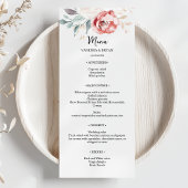 Elegante Blush Red Ivory Rozen bruiloft Menu