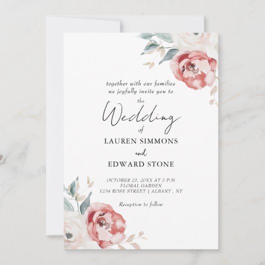 Elegante blush rode ivoren Rozen allemaal in één b Kaart (Voorkant)