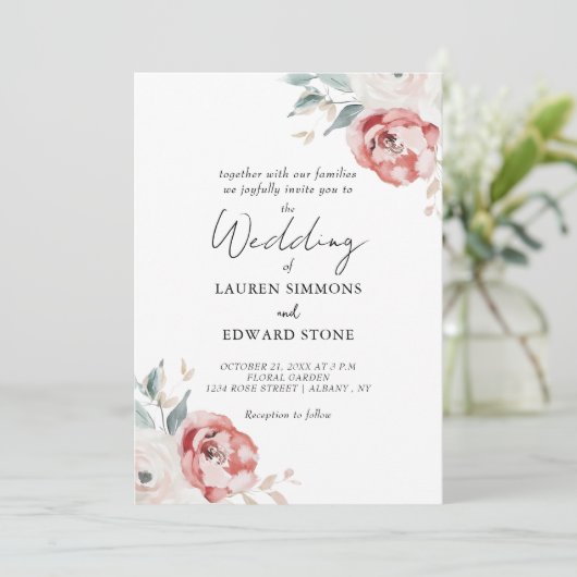 Elegante blush rode ivoren Rozen allemaal in één b Kaart (Staand voorkant)