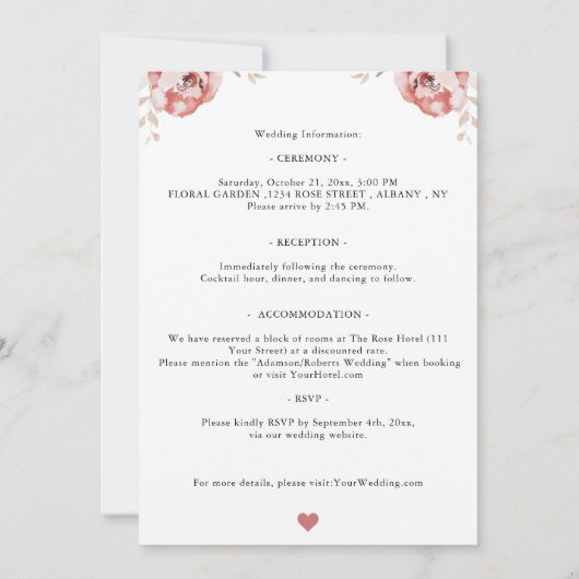 Elegante blush rode ivoren Rozen allemaal in één b Kaart (Achterkant)