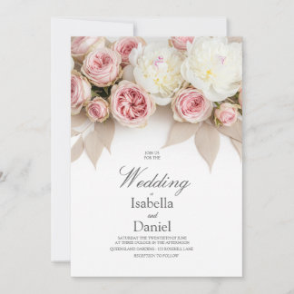 Elegante Blush Roos bruiloft uitnodiging Sjabloon