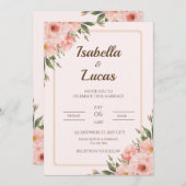 Elegante Blush Roos en groen bruiloft uitnodiging (Voorkant / Achterkant)