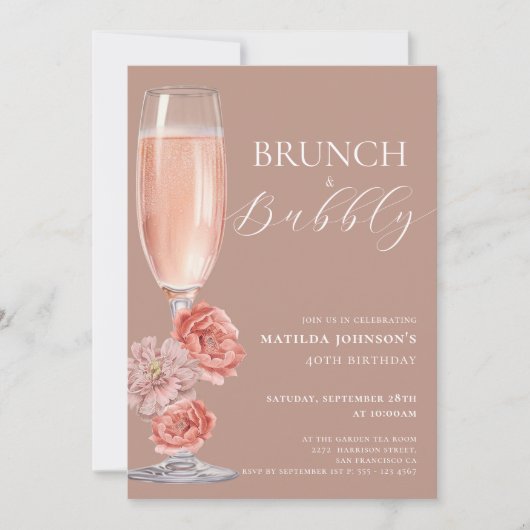 Elegante Blush Roze 40e verjaardag uitnodiging (Voorkant)