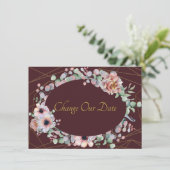 Elegante Blush Roze Anemoon Bloemige Geometrische  Save The Date (Staand voorkant)