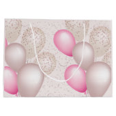 Elegante Blush Roze Beige Ballonnen Verjaardag Groot Cadeauzakje (Achterkant)