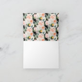 Elegante Blush & Roze Bloemachtige Baby Shower Bed Bedankkaart (Binnen)