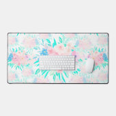 Elegante Blush Roze Bloemen Bloemen Bloemen Bureaumat (Keyboard & Muis)