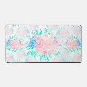 Elegante Blush Roze Bloemen Bloemen Bloemen Bureaumat (Voorkant)