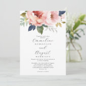 Elegante Blush Roze Bloemen Botanische Bruiloft Kaart (Staand voorkant)