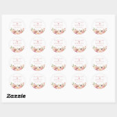 Elegante Blush Roze Bloemen Bruiloft Envelop Seal Ronde Sticker (Vel)