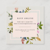 Elegante Blush Roze Bloemen Bruiloft Website RSVP Informatiekaartje (Voorkant)