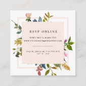 Elegante Blush Roze Bloemen Bruiloft Website RSVP Informatiekaartje (Voorkant)