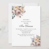 Elegante Blush Roze Bloemen Brunch en Bubbly Kaart (Voorkant)