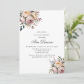 Elegante Blush Roze Bloemen Brunch en Bubbly Kaart (Staand voorkant)